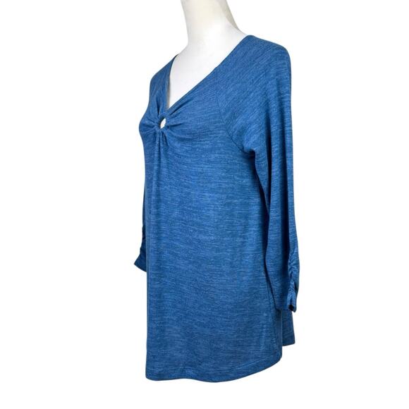 Soft Surroundings NWT Cecelia Blue Soft Knit Round Keyhole Casual Sweater Top - Picture 2 of 12